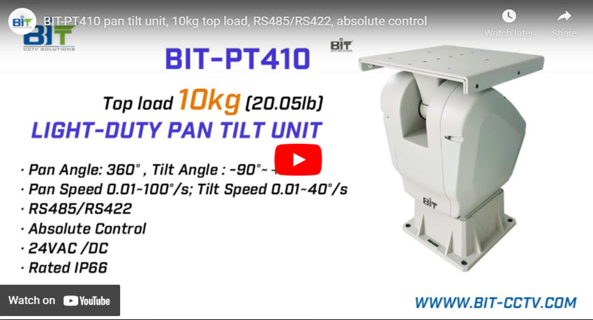 BIT-PT410 unit à di inclinazione pan, 10kg di carico superiore, RS485/RS422, controllo assoluto